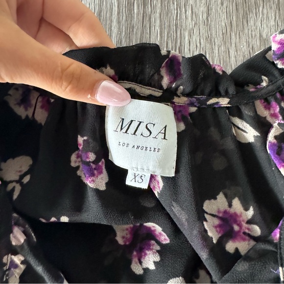 Misa Los Angeles Catherine dress in Black Purple Floral - Picture 8 of 11